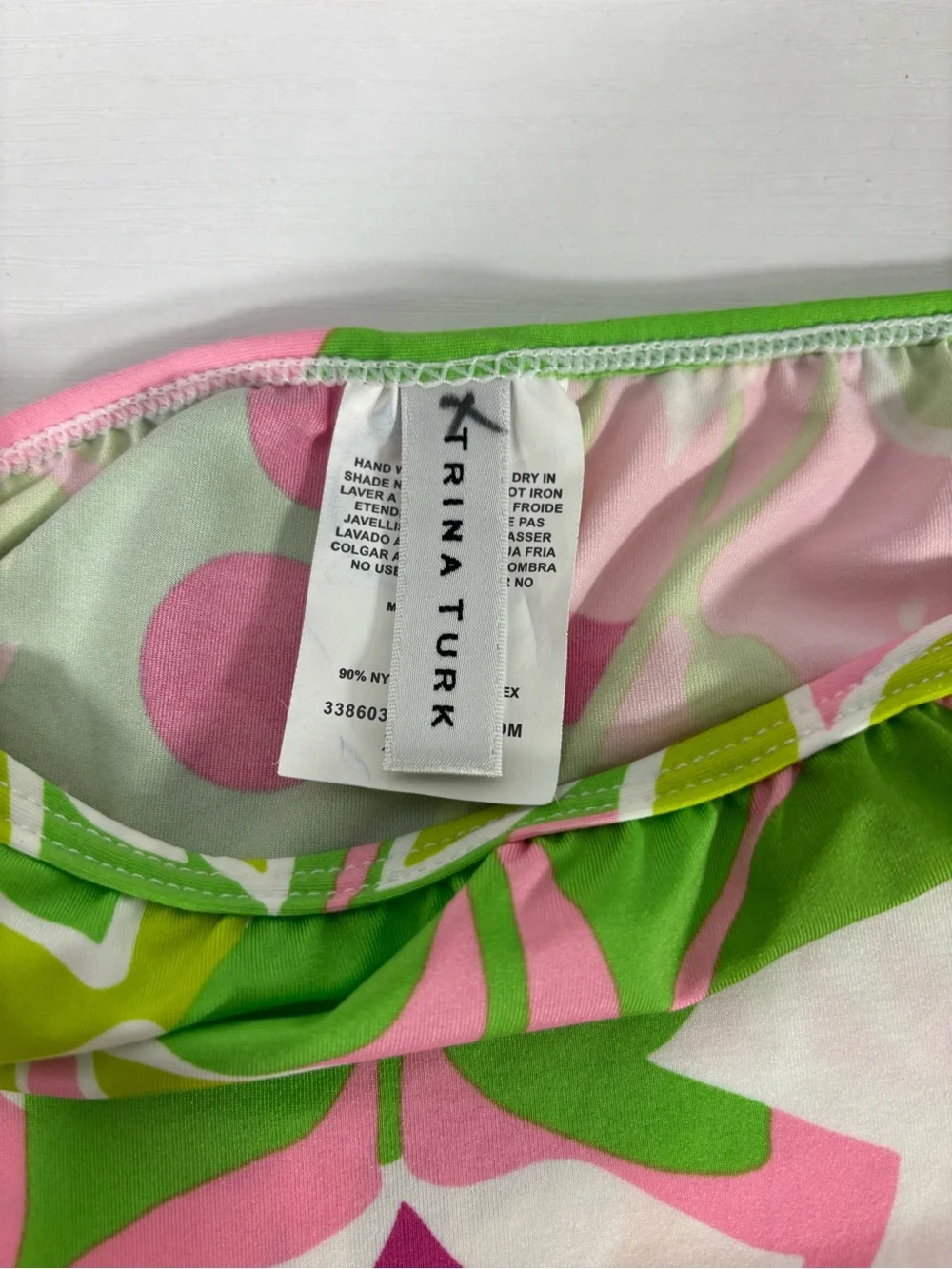 Trina Turk Tropical Floral Swim Cover Up Dress Pink Green Split Sleeve XL